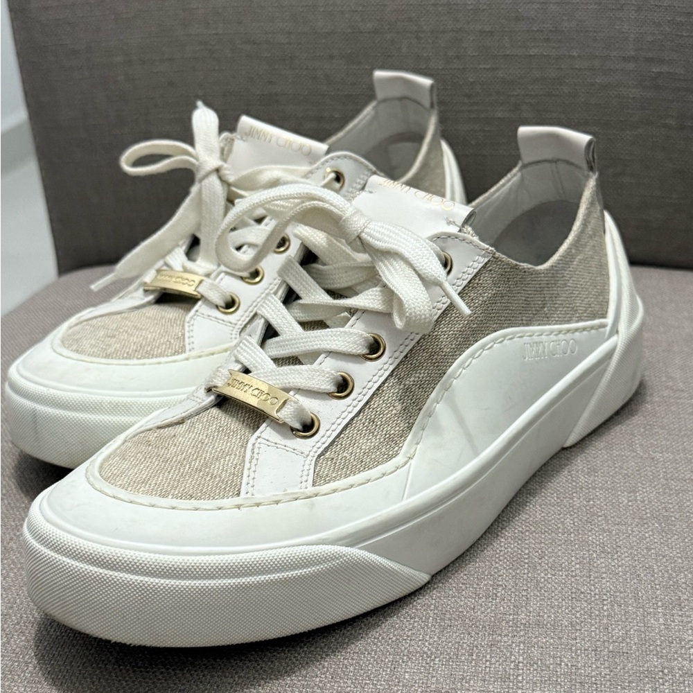 Jimmy Choo Women's White and Cream Sneakers